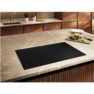 Electrolux 600 SaphirMatt SE® Bridge Hob2Hood, platums 80 cm, melna - Iebūvējama indukcijas plīts virsma