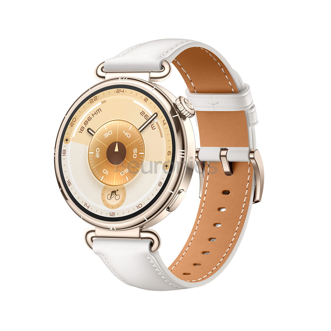 Huawei Watch GT6, 41 mm, ādas siksniņa, zelta / balta - Viedpulkstenis