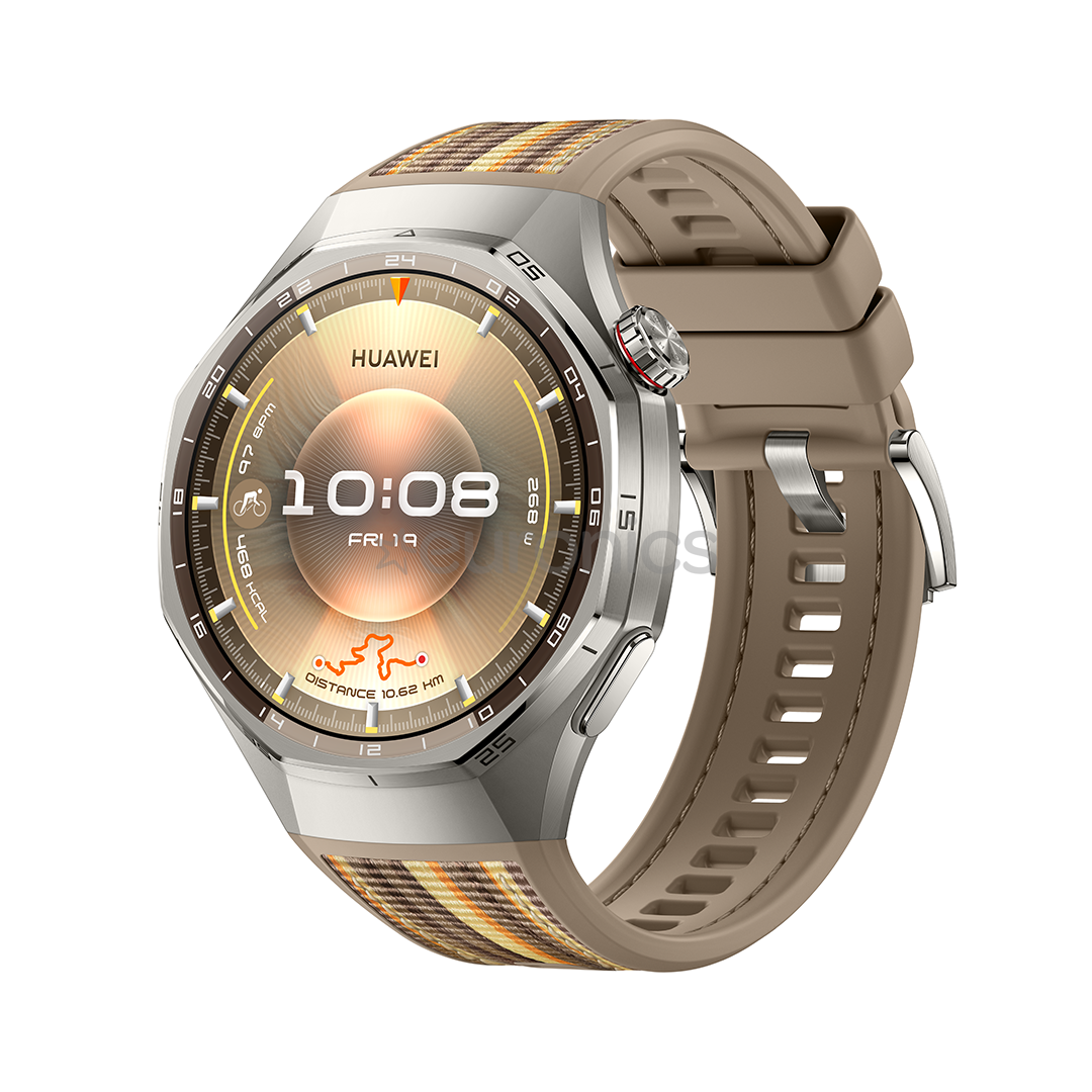 Huawei Watch GT6 Pro, 46 mm, titāna, pīta siksniņa, tērauda / brūna - Viedpulkstenis