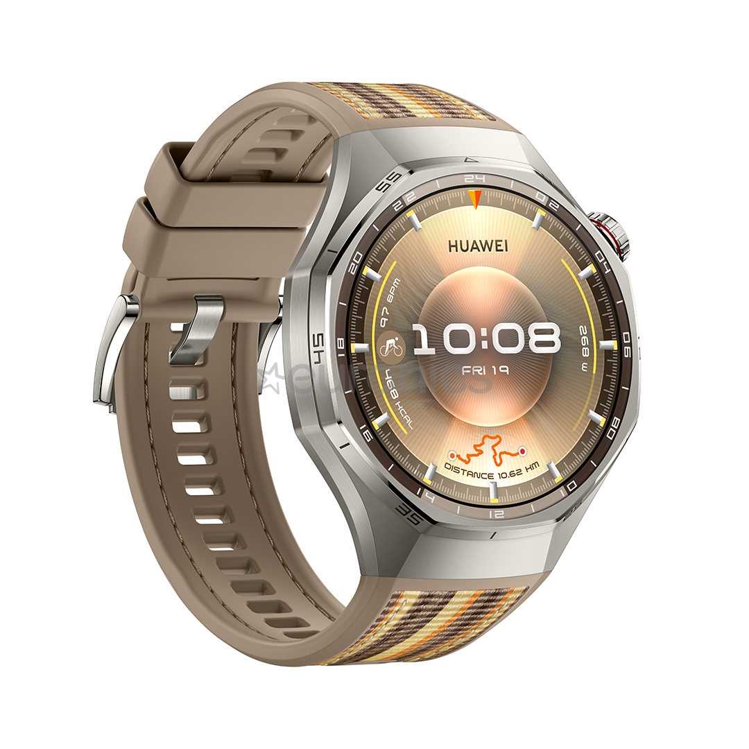 Huawei Watch GT6 Pro, 46 mm, titāna, pīta siksniņa, tērauda / brūna - Viedpulkstenis