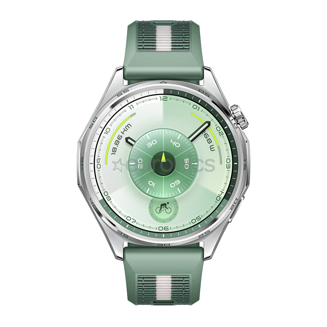 Huawei Watch GT6, 46 mm, pīta siksniņa, tērauda / zaļa - Viedpulkstenis