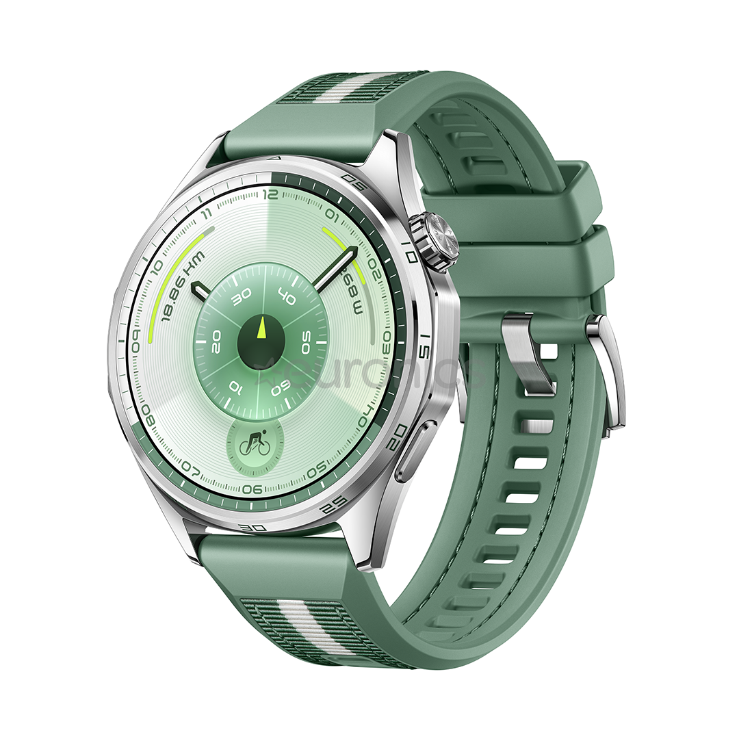 Huawei Watch GT6, 46 mm, pīta siksniņa, tērauda / zaļa - Viedpulkstenis