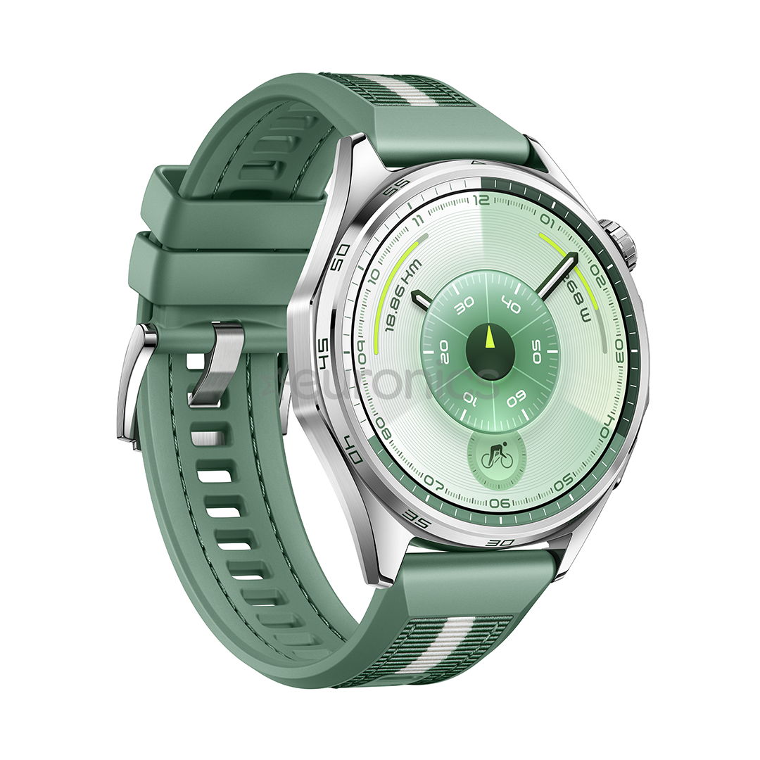 Huawei Watch GT6, 46 mm, pīta siksniņa, tērauda / zaļa - Viedpulkstenis