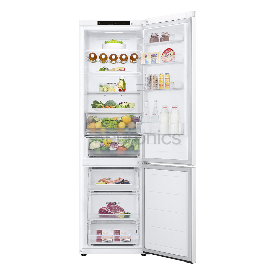 LG, NoFrost, 387 L, augstums 203 cm, balta - Ledusskapis