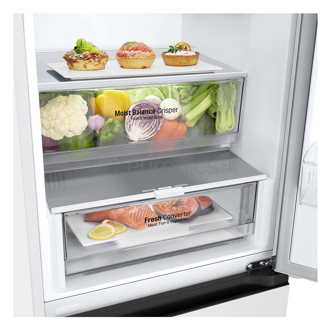 LG, NoFrost, 387 L, augstums 203 cm, balta - Ledusskapis