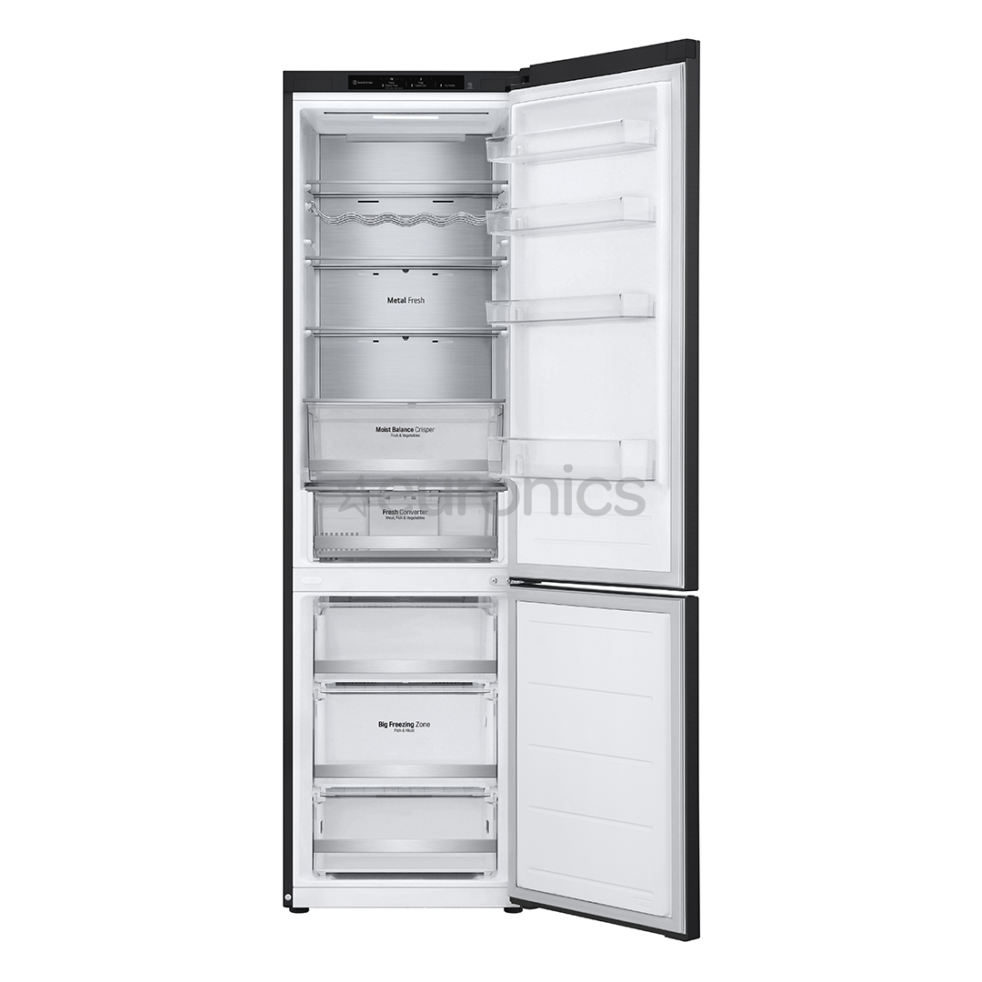 LG, NoFrost, 387 L, height 203 cm, black - Refrigerator