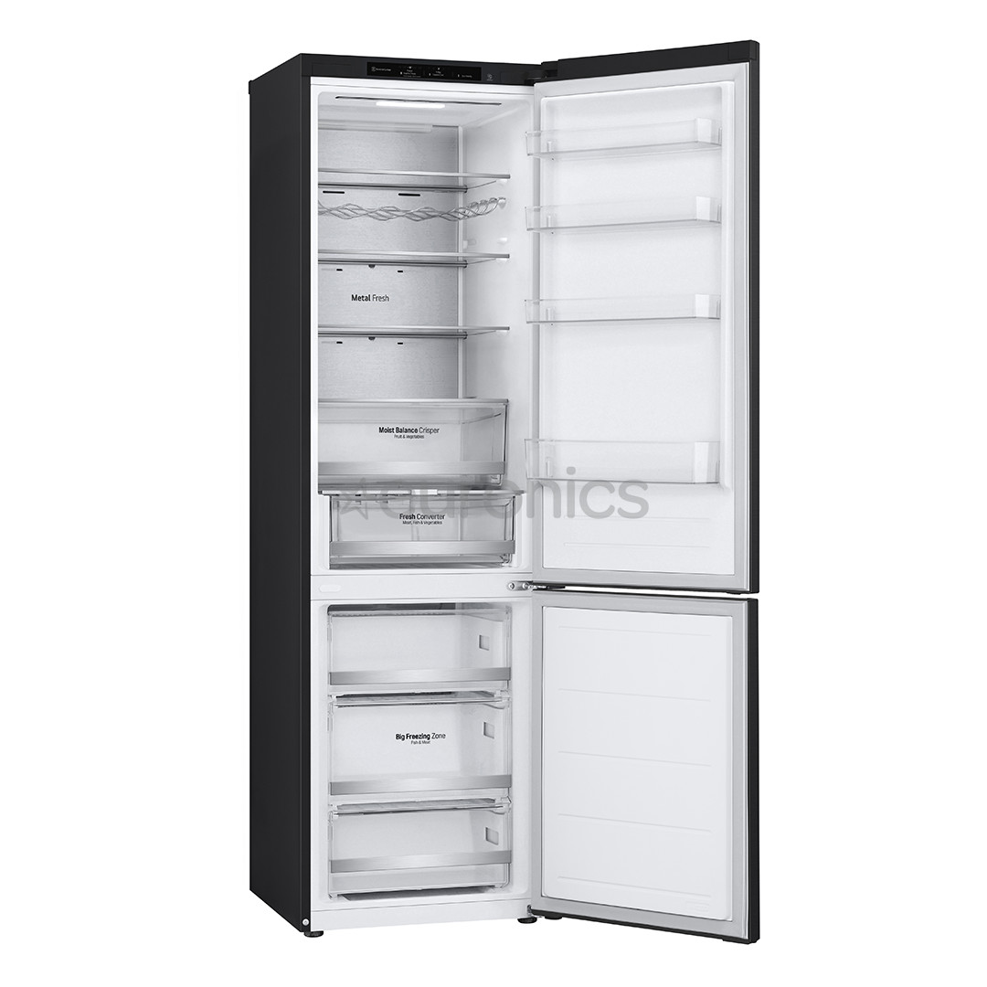 LG, NoFrost, 387 L, height 203 cm, black - Refrigerator