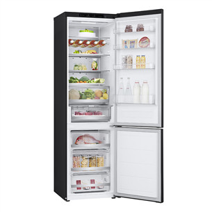 LG, NoFrost, 387 L, height 203 cm, black - Refrigerator