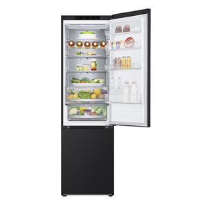 LG, NoFrost, 387 L, height 203 cm, black - Refrigerator