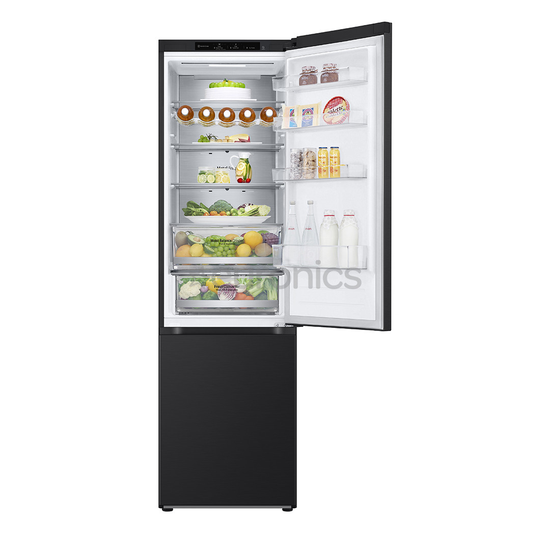 LG, NoFrost, 387 L, height 203 cm, black - Refrigerator