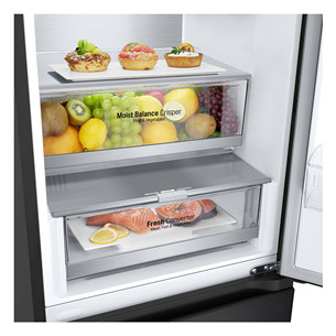 LG, NoFrost, 387 L, height 203 cm, black - Refrigerator