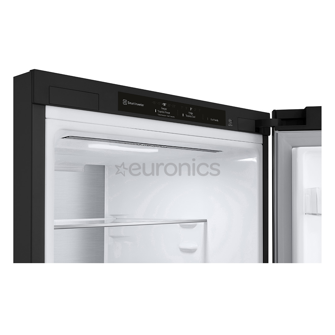 LG, NoFrost, 387 L, height 203 cm, black - Refrigerator