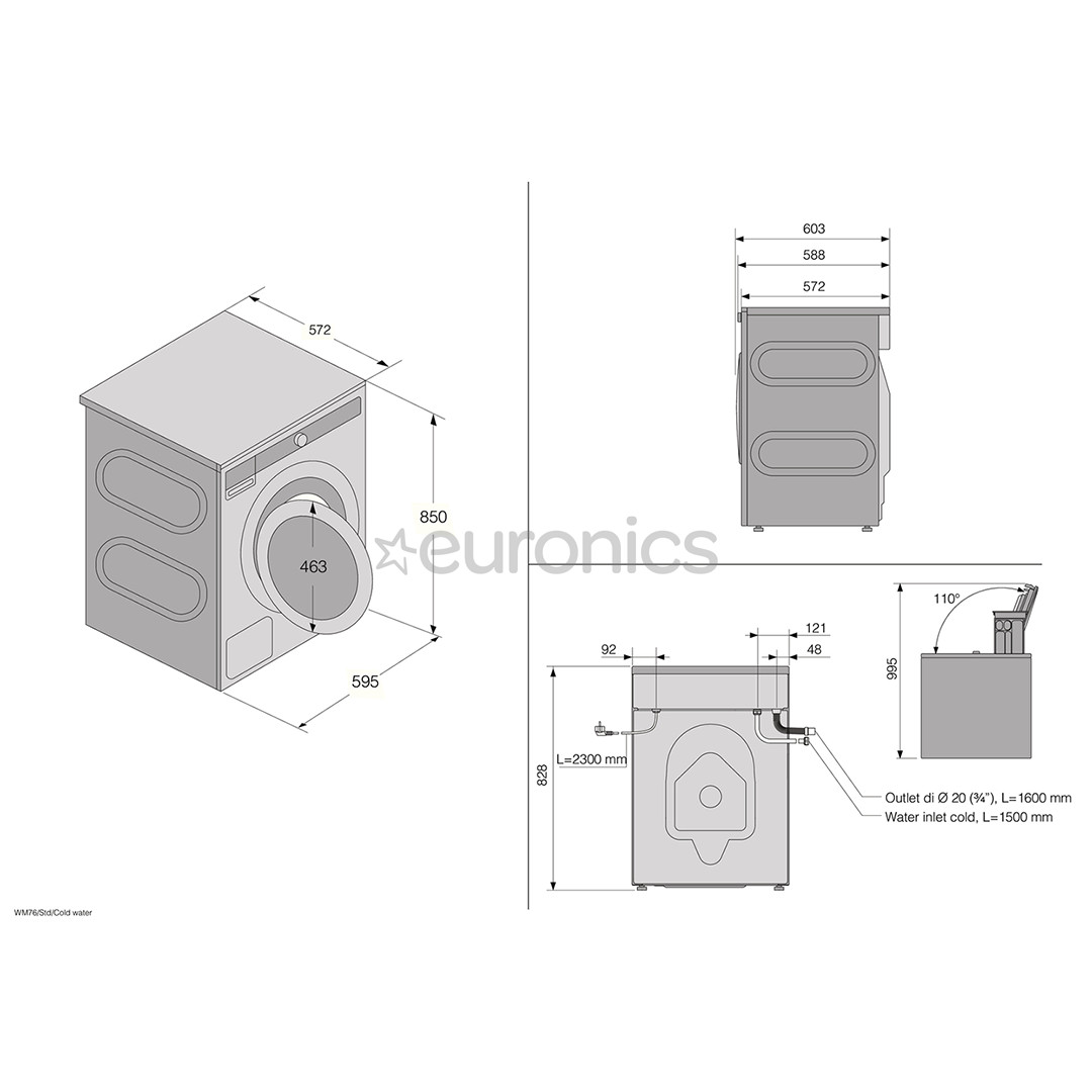 Asko, 9 kg, depth 57.2 cm, 1600 rpm - Front load washing machine