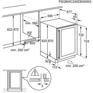 Electrolux 500 Series, 52 бутылки, высота 82 см, черный - Интегрируемый винный шкаф
