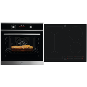 Electrolux, 72 L, melna - Iebūvējama elektriskā cepeškrāsns + indukcijas plīts virsma EOF6P76X2+CIV63443CT