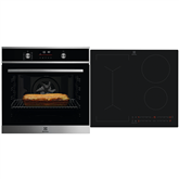 Electrolux, 72 л, черный - Интегрируемый духовой шкаф + индукционная варочная панель
