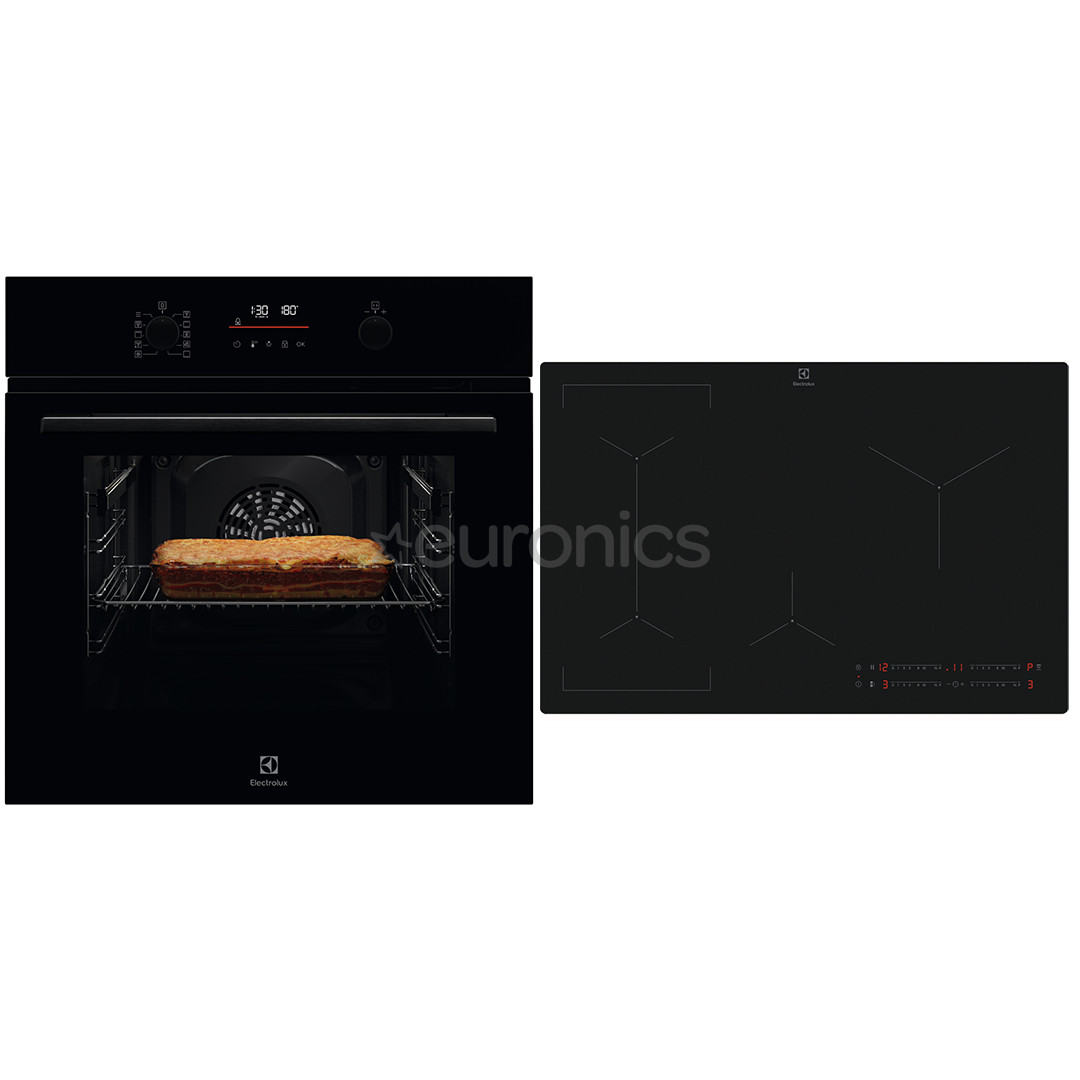 Electrolux, 65 L, black - Built-in oven + induction hob