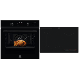 Electrolux, 72 L, melna - Iebūvējama elektriskā cepeškrāsns + indukcijas plīts virsma EOC6P77H+EIV83443CT
