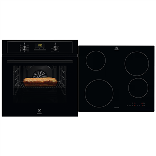 Electrolux, 65 L, melna - Iebūvējama elektriskā cepeškrāsns + indukcijas plīts virsma EOF3H50BK+LIB60420CK