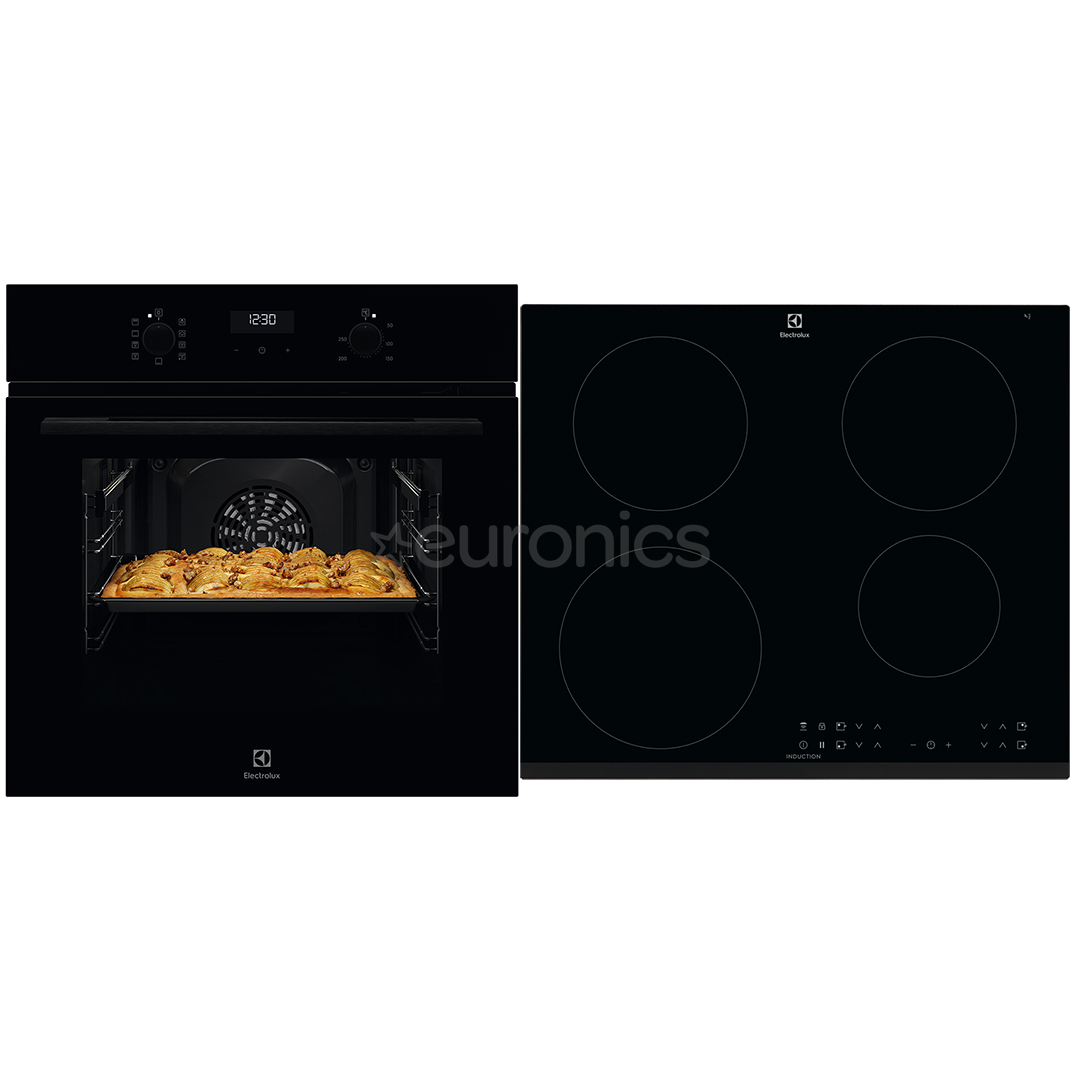 Electrolux, 65 L, melna - Iebūvējama elektriskā cepeškrāsns + indukcijas plīts virsma