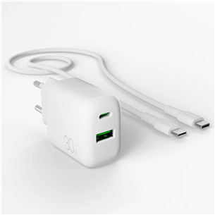 Puro Pro Lite Charger + USB-C cable, 30W, balta - Lādētājs
