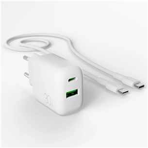 Puro Pro Lite Charger + USB-C cable, 30W, white - Power adapter