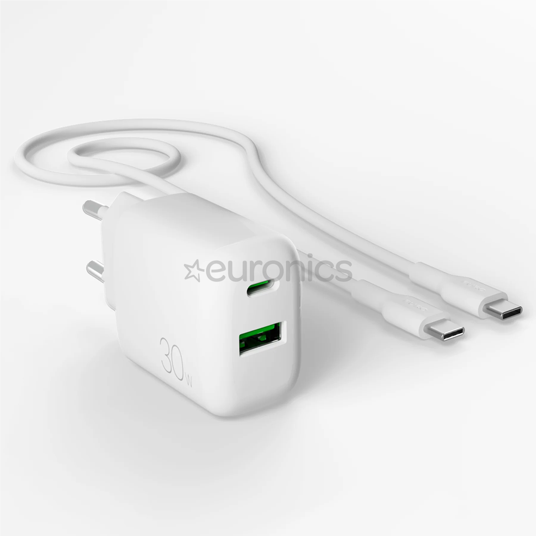 Puro Pro Lite Charger + USB-C cable, 30W, white - Power adapter