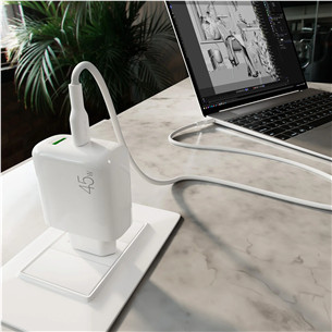 Puro Pro Lite Charger + USB-C cable, 45W, balta - Lādētājs