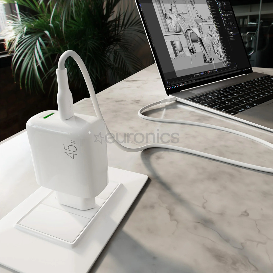 Puro Pro Lite Charger + USB-C cable, 45W, balta - Lādētājs