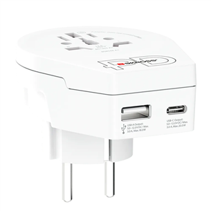 Skross World to Europe, USB-A, USB-C, white - Travel adapter