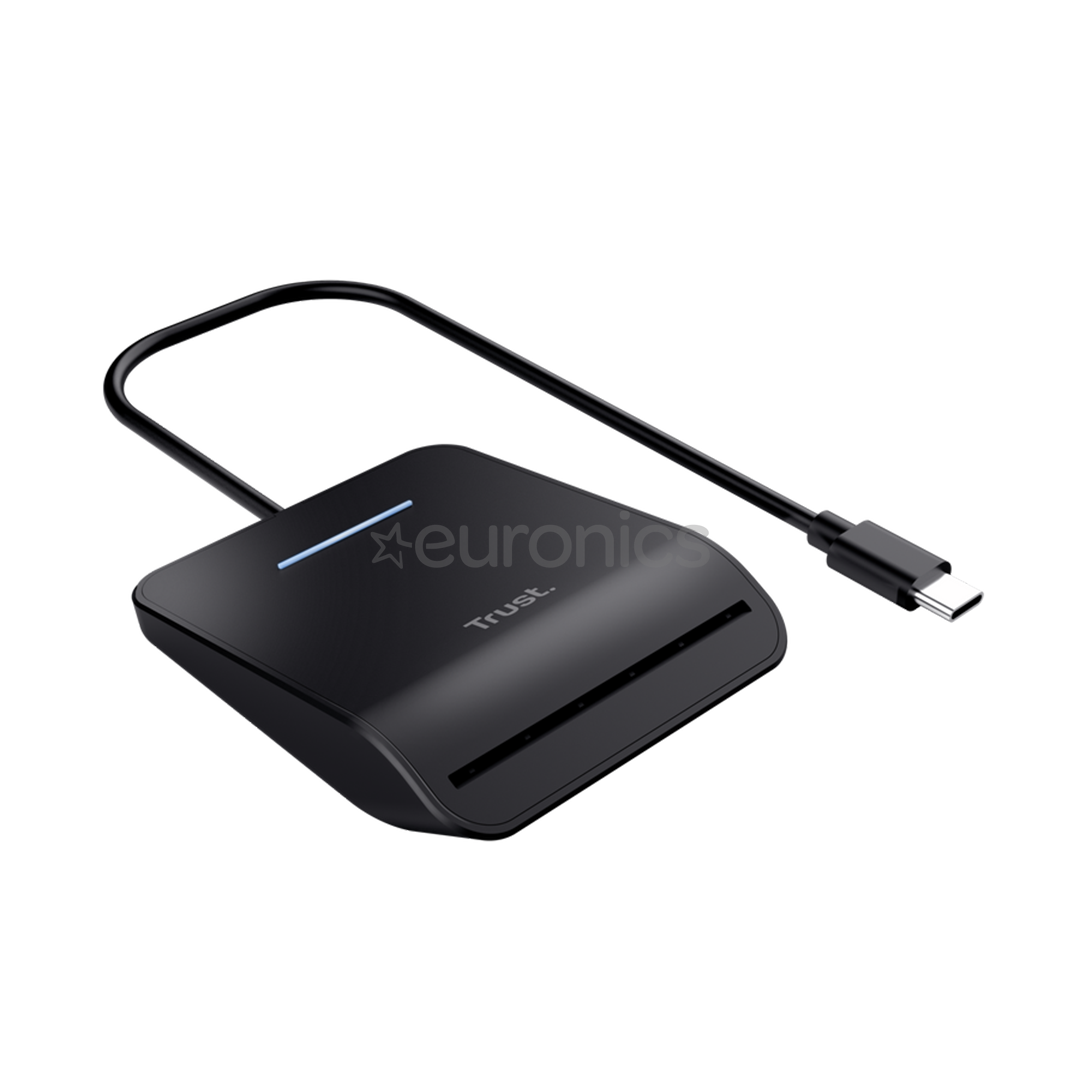 Trust Primo Smart Card Reader, USB-C, melna - ID karšu lasītājs