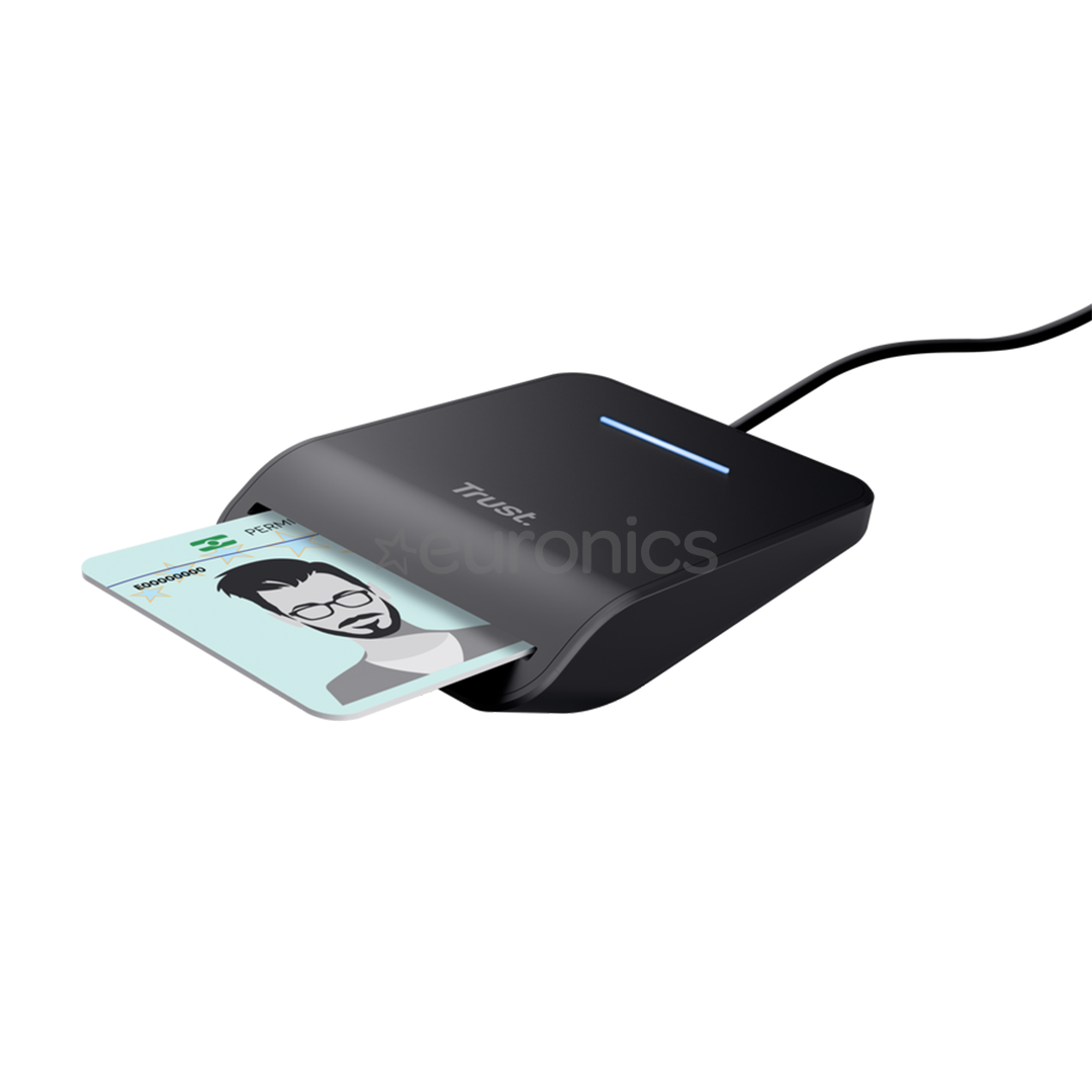 Trust Primo Smart Card Reader, USB-C, melna - ID karšu lasītājs