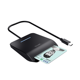 Trust Primo Smart Card Reader, USB-C, melna - ID karšu lasītājs