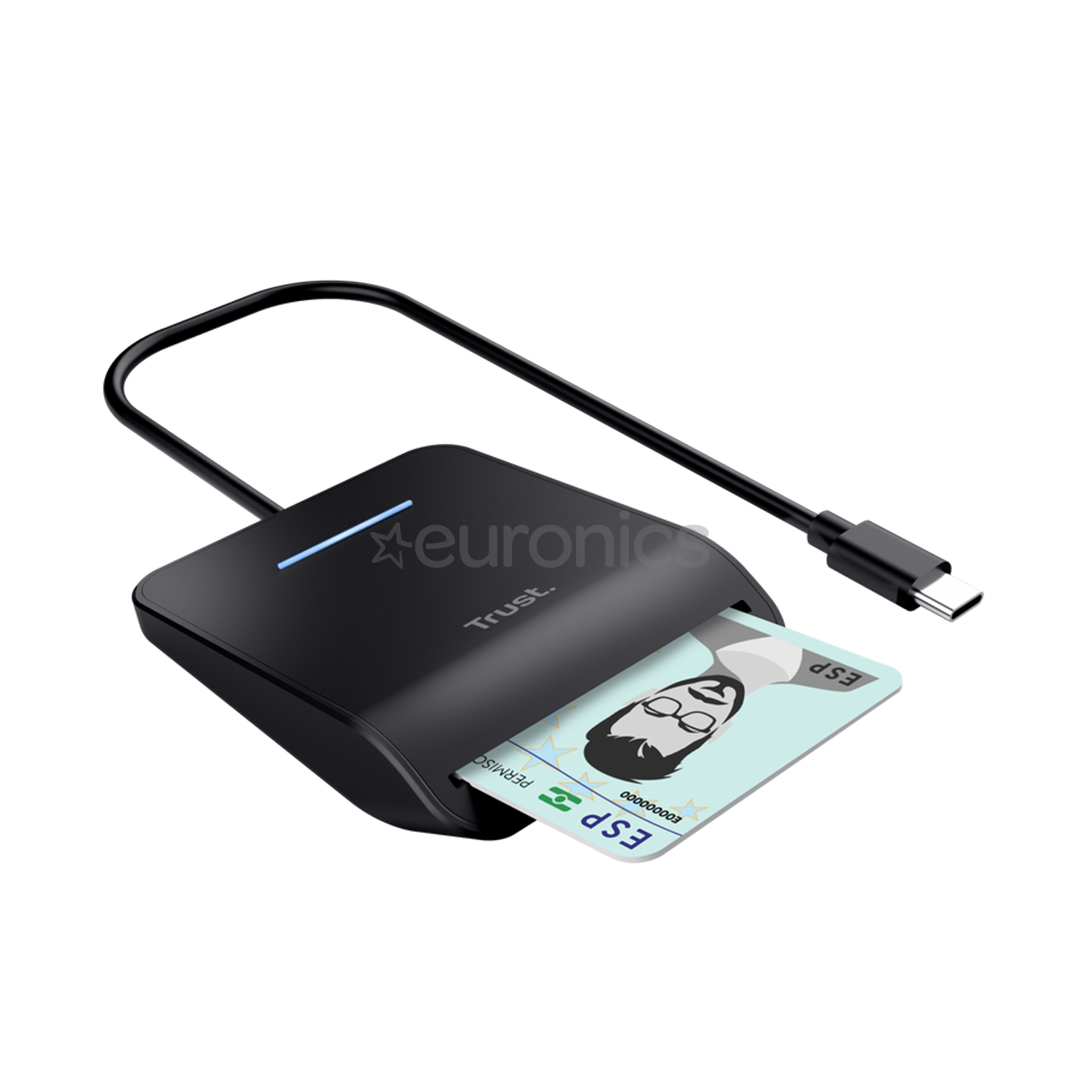 Trust Primo Smart Card Reader, USB-C, melna - ID karšu lasītājs