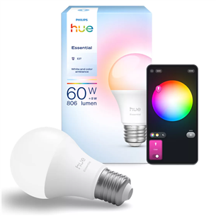 Philips Hue Essential A60, Full Color, E27, balta - Viedā spuldze