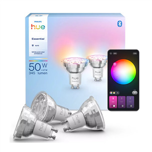Philips Hue Essential Spot, Full Color, GU10, 3 gab., balta - Viedā spuldze