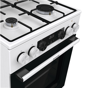 Gorenje, 62 L, platums 50 cm, balta - Elektriskā plīts ar gāzes virsmu