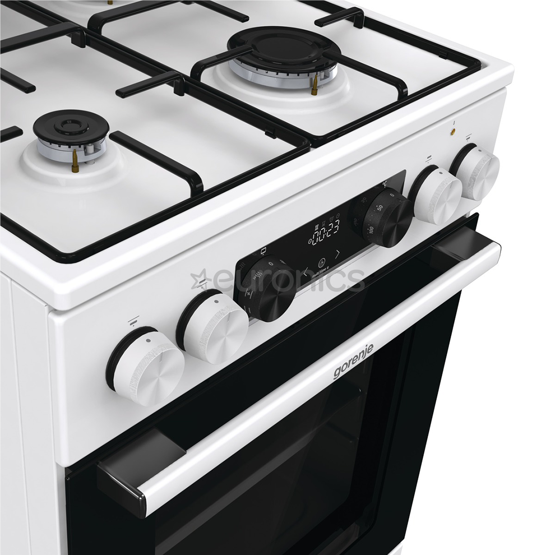 Gorenje, 62 L, platums 50 cm, balta - Elektriskā plīts ar gāzes virsmu