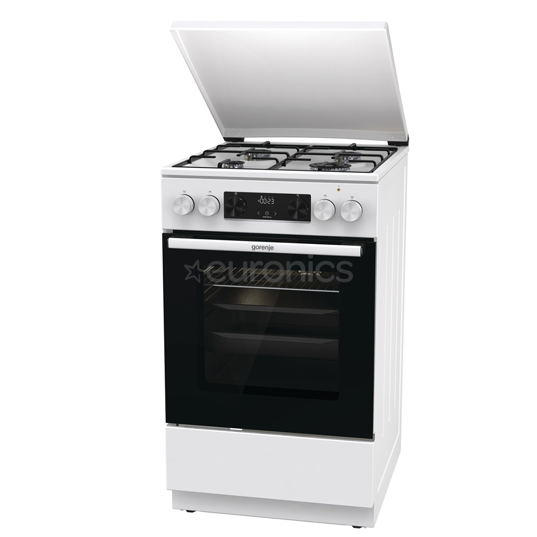 Gorenje, 62 L, platums 50 cm, balta - Elektriskā plīts ar gāzes virsmu