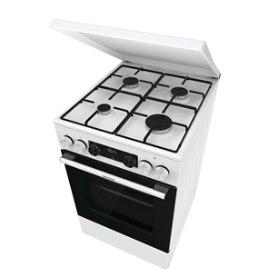 Gorenje, 62 L, platums 50 cm, balta - Elektriskā plīts ar gāzes virsmu