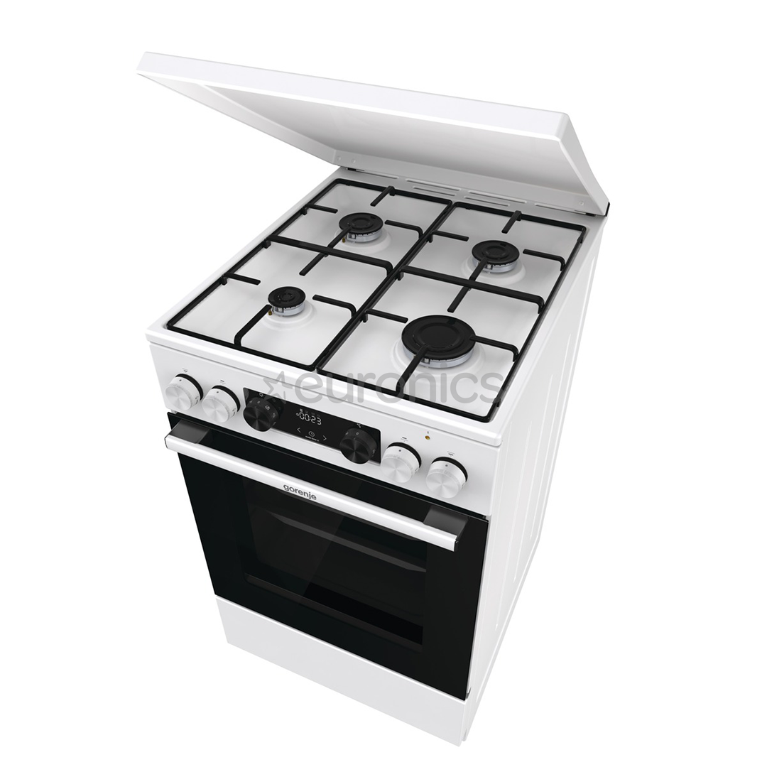 Gorenje, 62 L, platums 50 cm, balta - Elektriskā plīts ar gāzes virsmu