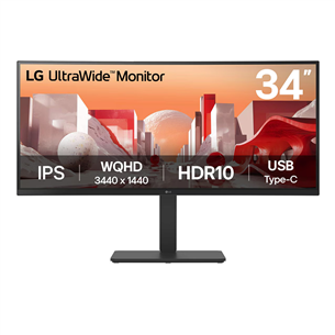 LG BA75QE UltraWide, 34'', WQHD, USB-C, curved, black - Monitor 34BA75QE-B