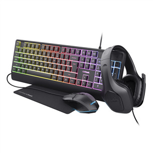 Trust GXT 792 Quadrox 4-in-1 Gaming Bundle, US, melna - Komplekts 25155