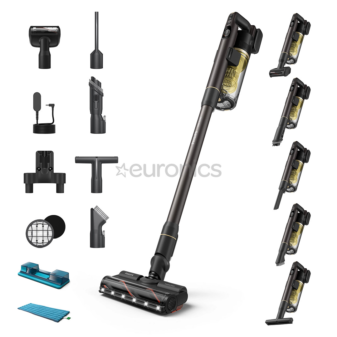 Philips 7000 Series Complete, melna/dzeltena - Bezvadu putekļu sūcējs