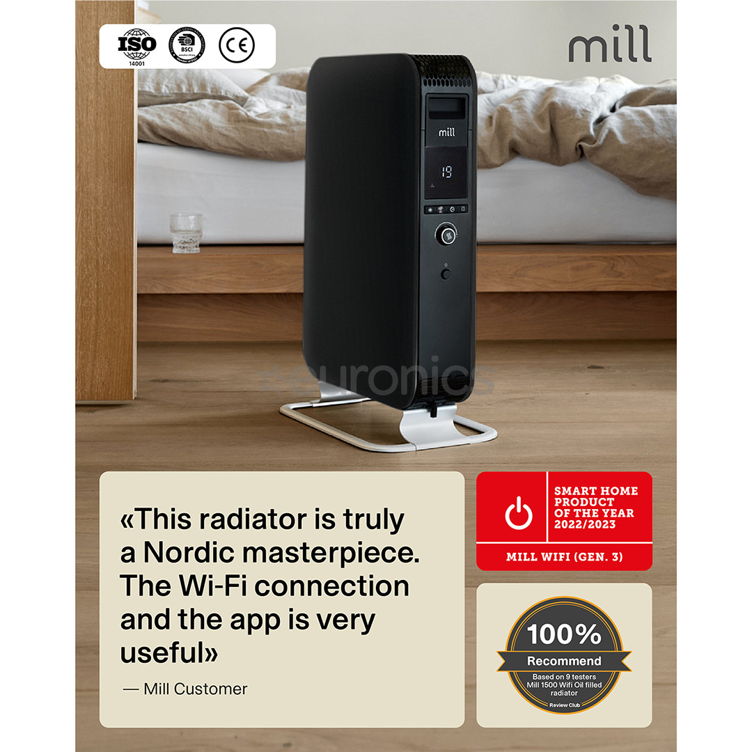 Mill Gentle Air WiFi, 1500 W, black - Oil heater