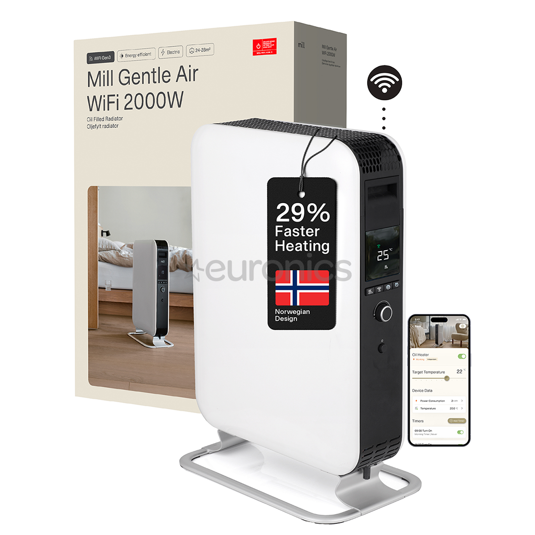 Mill Gentle Air WiFi, 2000 W, balta - Eļļas radiators