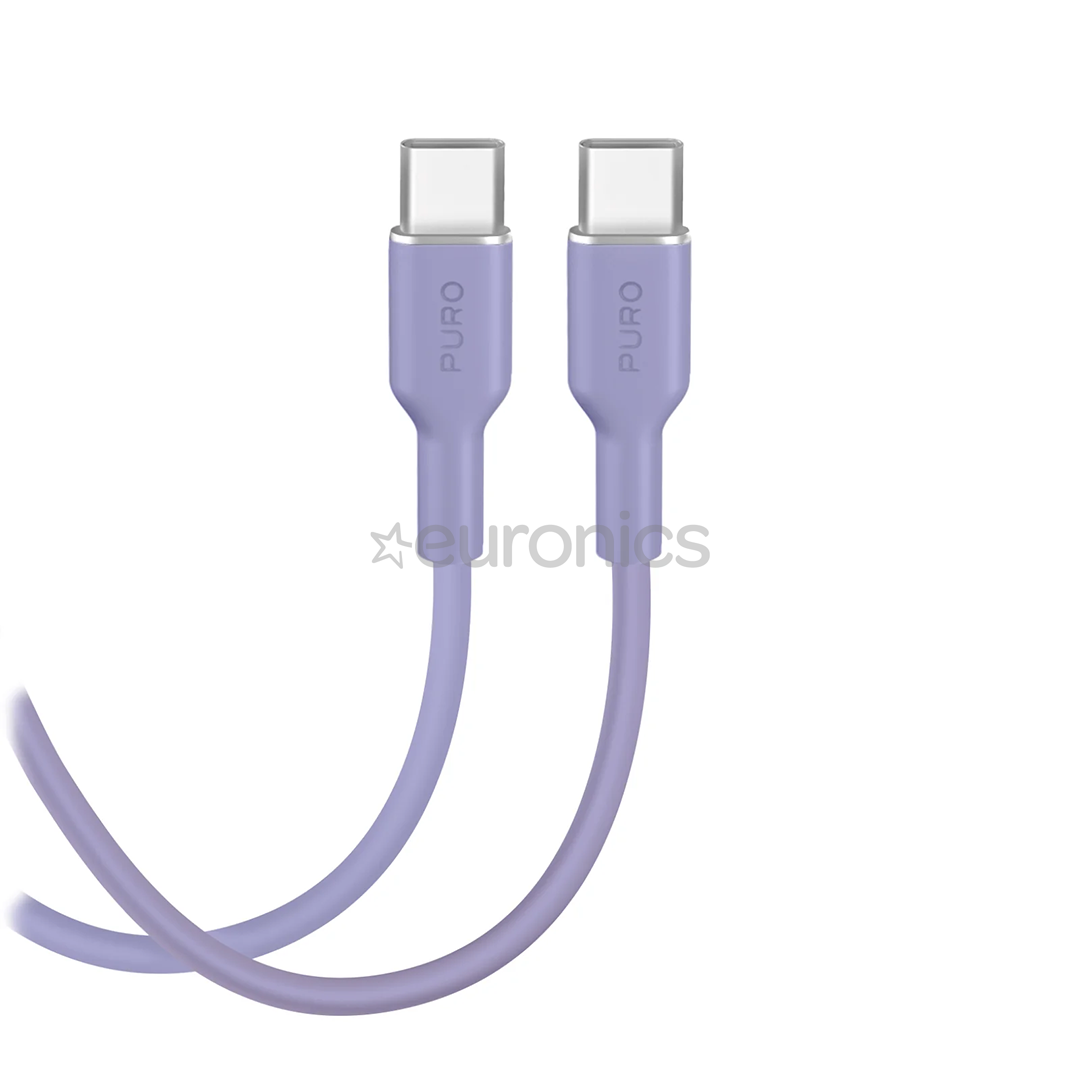 Puro Soft, USB-C / USB-C, 1,5 m, lillā - Vads
