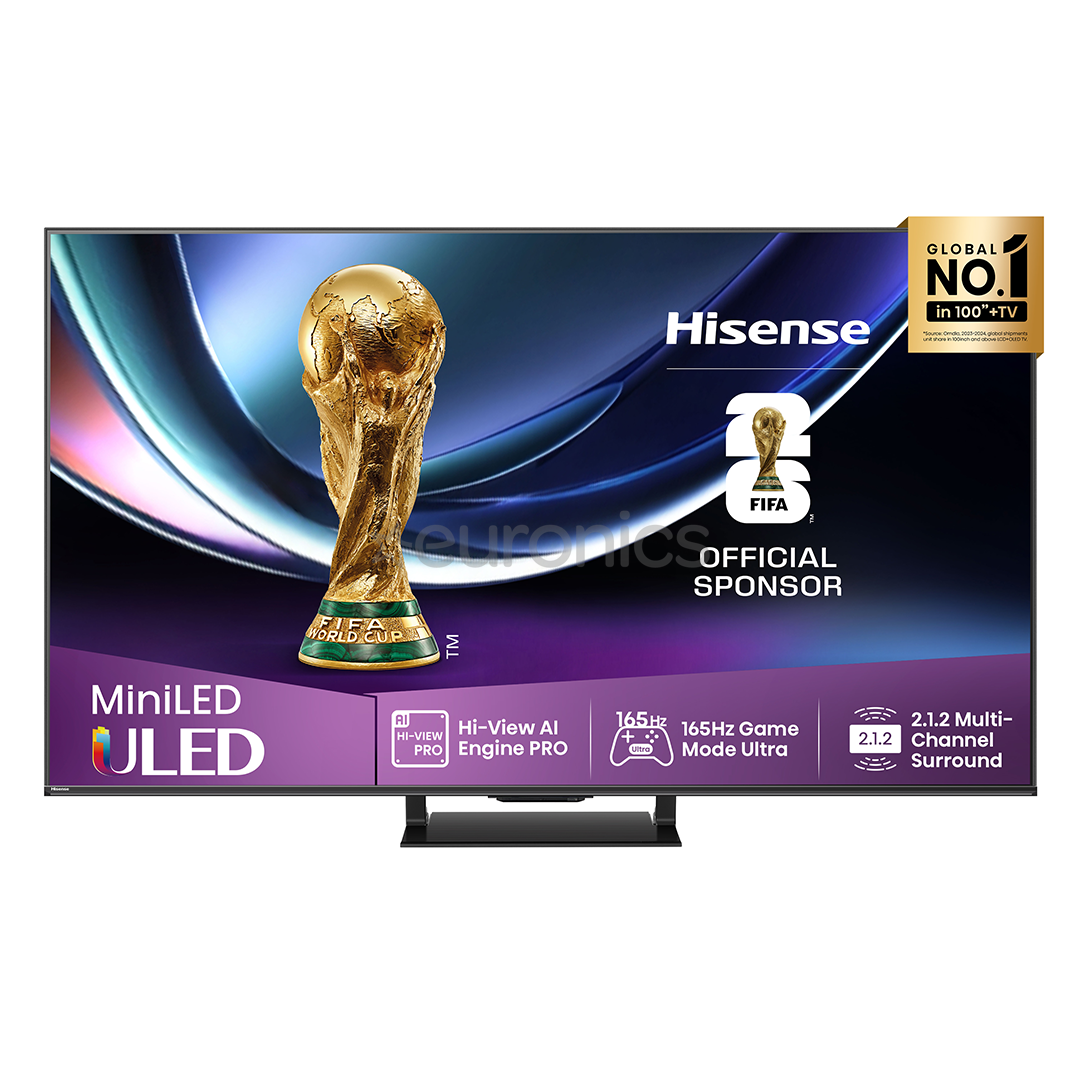 Hisense U7Q PRO, 55'', 4K UHD, ULED, Mini LED, черный - Телевизор