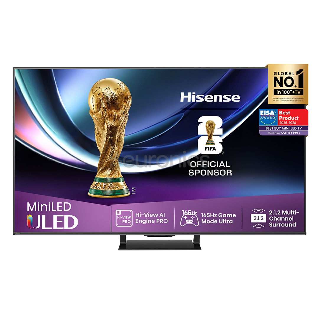 Hisense U7Q PRO, 65'', 4K UHD, ULED, Mini LED, melna - Televizors