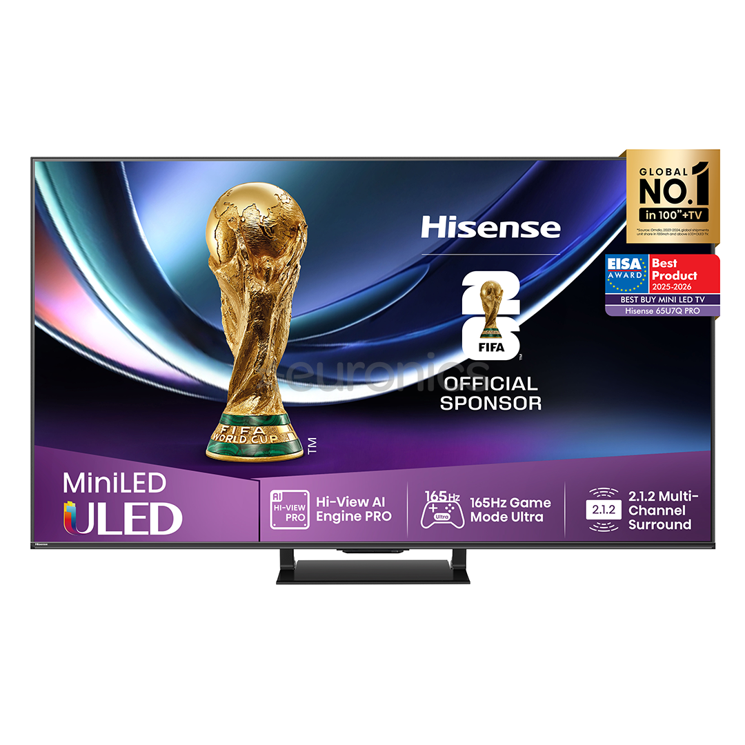 Hisense U7Q PRO, 65'', 4K UHD, ULED, Mini LED, melna - Televizors
